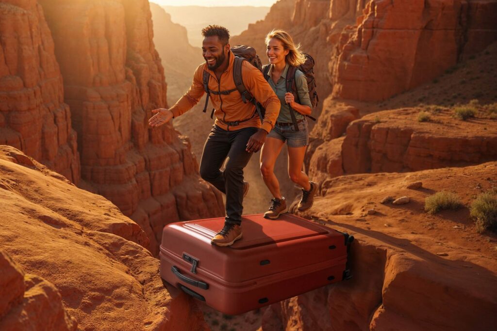 princess-traveler-campagnebeeld-koffer-in-canyon