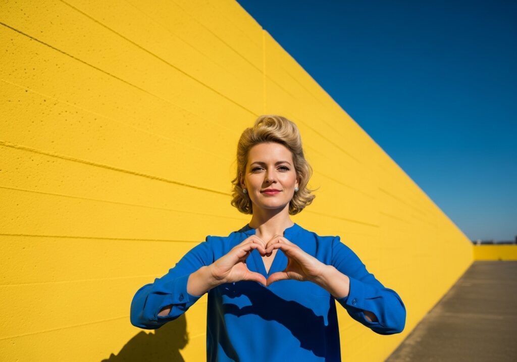 vrouw die een hartvorm met haar handen maakt